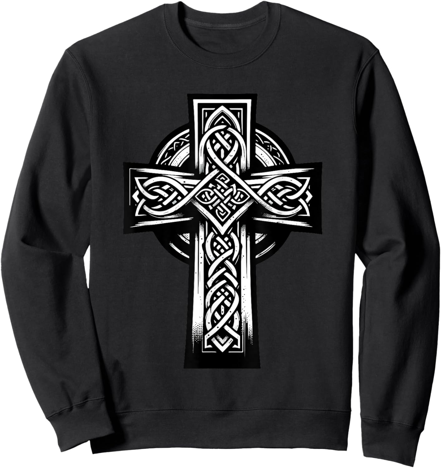 Irish Cross St Patrick's Day Celtic Knots Christian Sweatshirt - Sweatshirt | Black