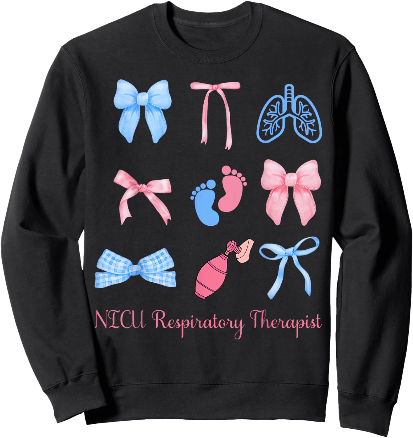 Coquette NICU Respiratory Therapist Lung Squad Neonatal ICU Sweatshirt - Sweatshirt | Black