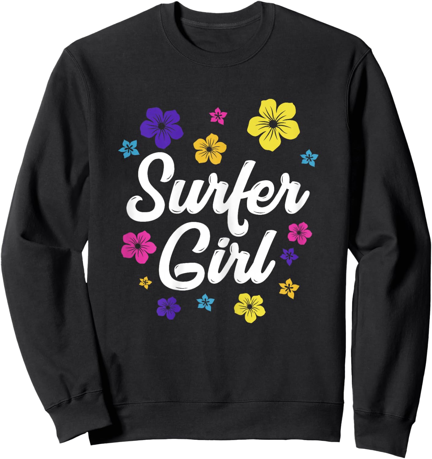 Surfer Girl Surf Retro Vintage Surf Gift Women Surfing Sweatshirt - Sweatshirt | Black