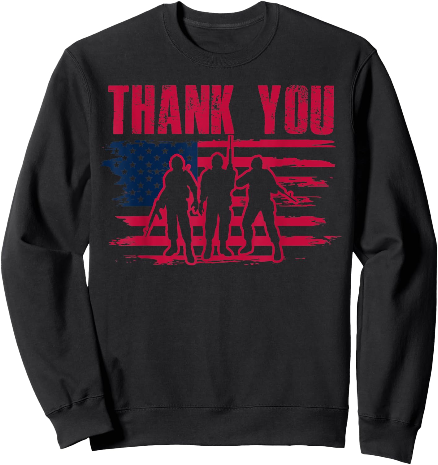 Thanks to Veterans Patriotic Thank you Vets American flag Sweatshirt - Sweatshirt | Black