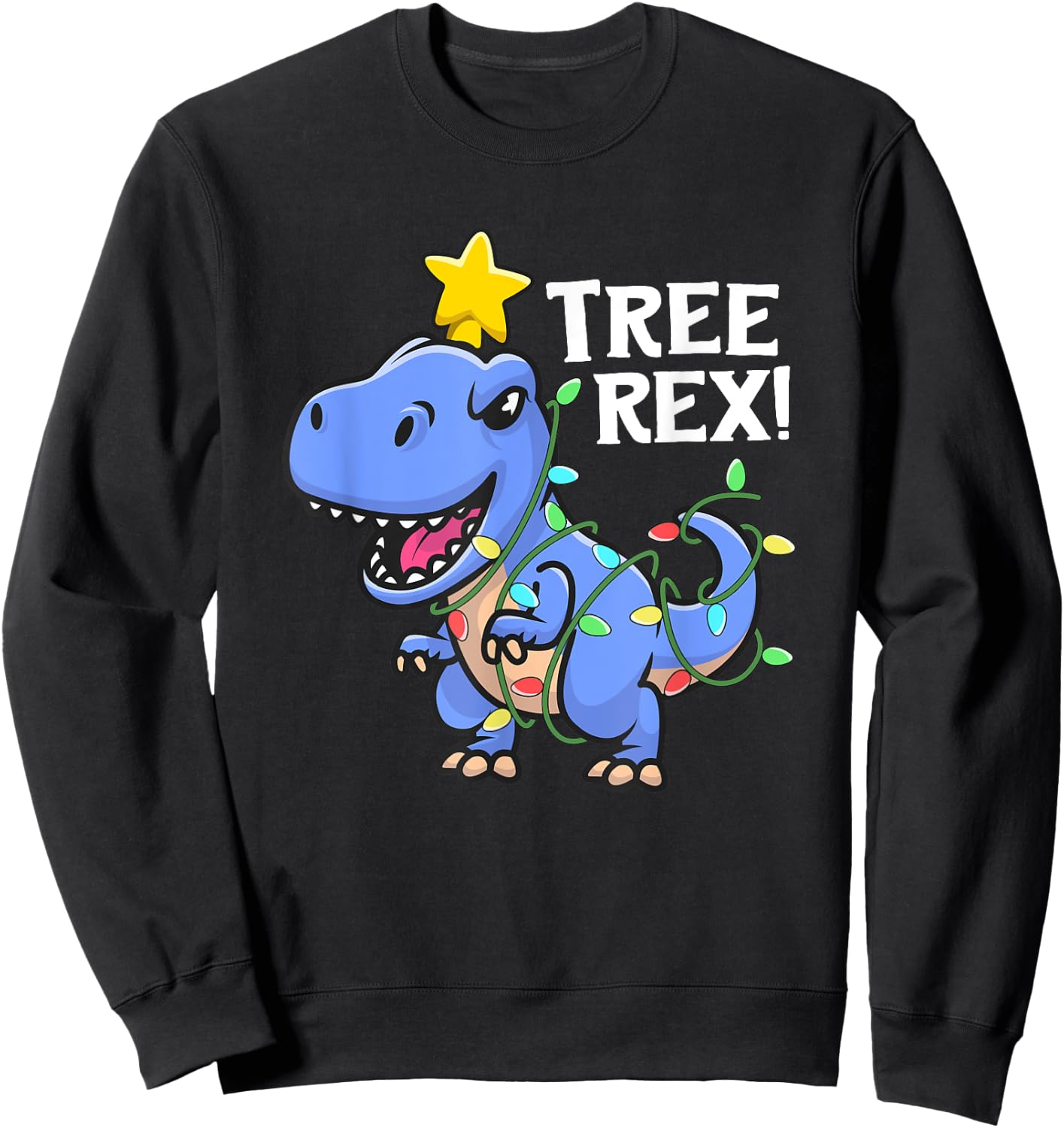 Tree Rex Shirt Christmas For Boys Men Dinosaur TRex Sweatshirt - Sweatshirt | Black