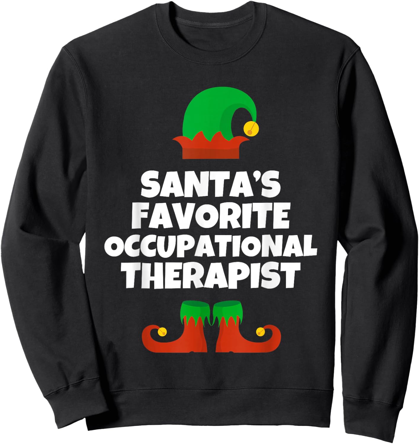 Santas Favorite Occupational Therapist Christmas Pj Therapy Sweatshirt - Sweatshirt | Black