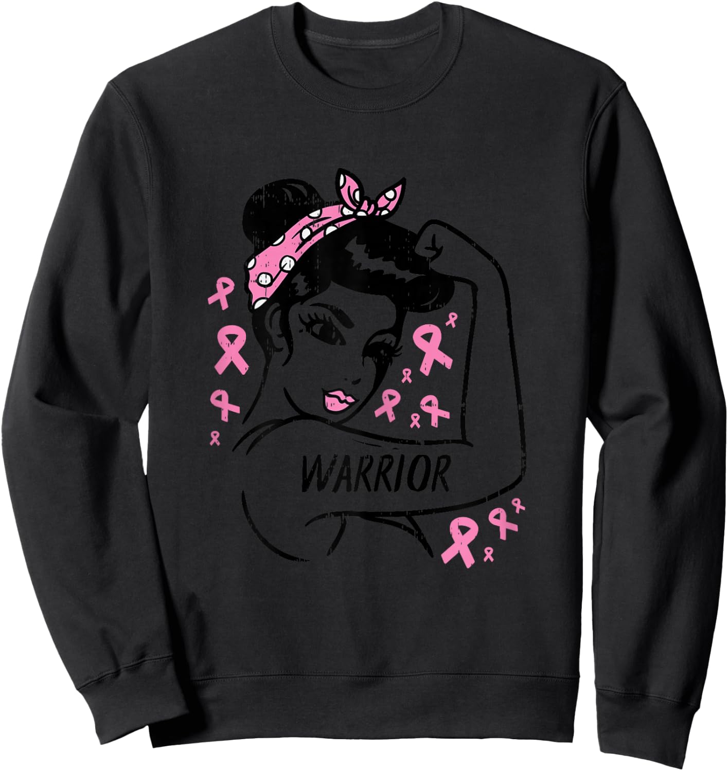 Warrior Unbreakable Pink Ribbon Breast Cancer Awareness Gift Sweatshirt - Sweatshirt | Black