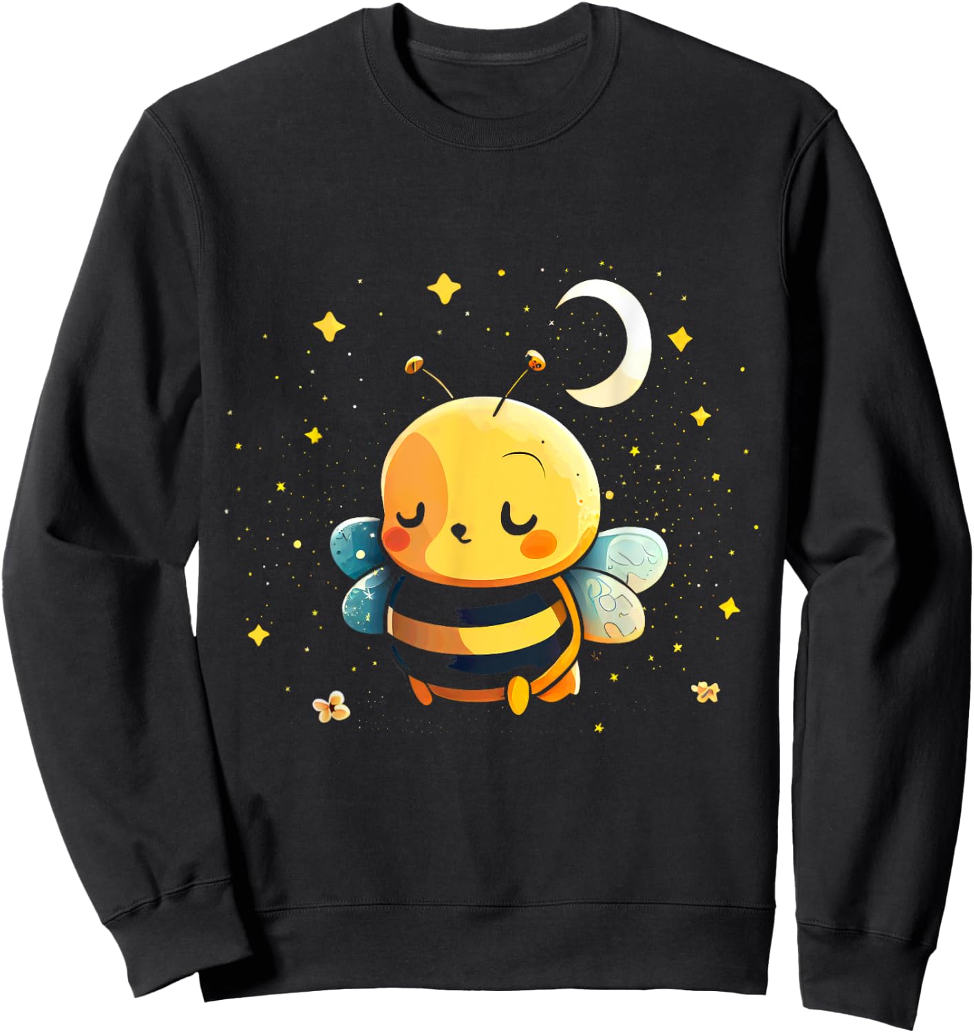 Peaceful Bumblebee Under Moon And Stars Sweatshirt - Sweatshirt | Black