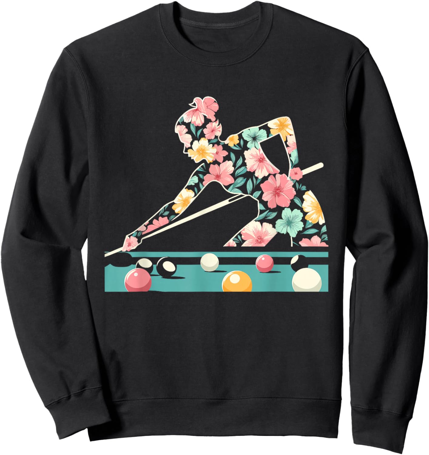 Floral FLower Billiards Billards Player Mothers Day Sweatshirt - Sweatshirt | Black