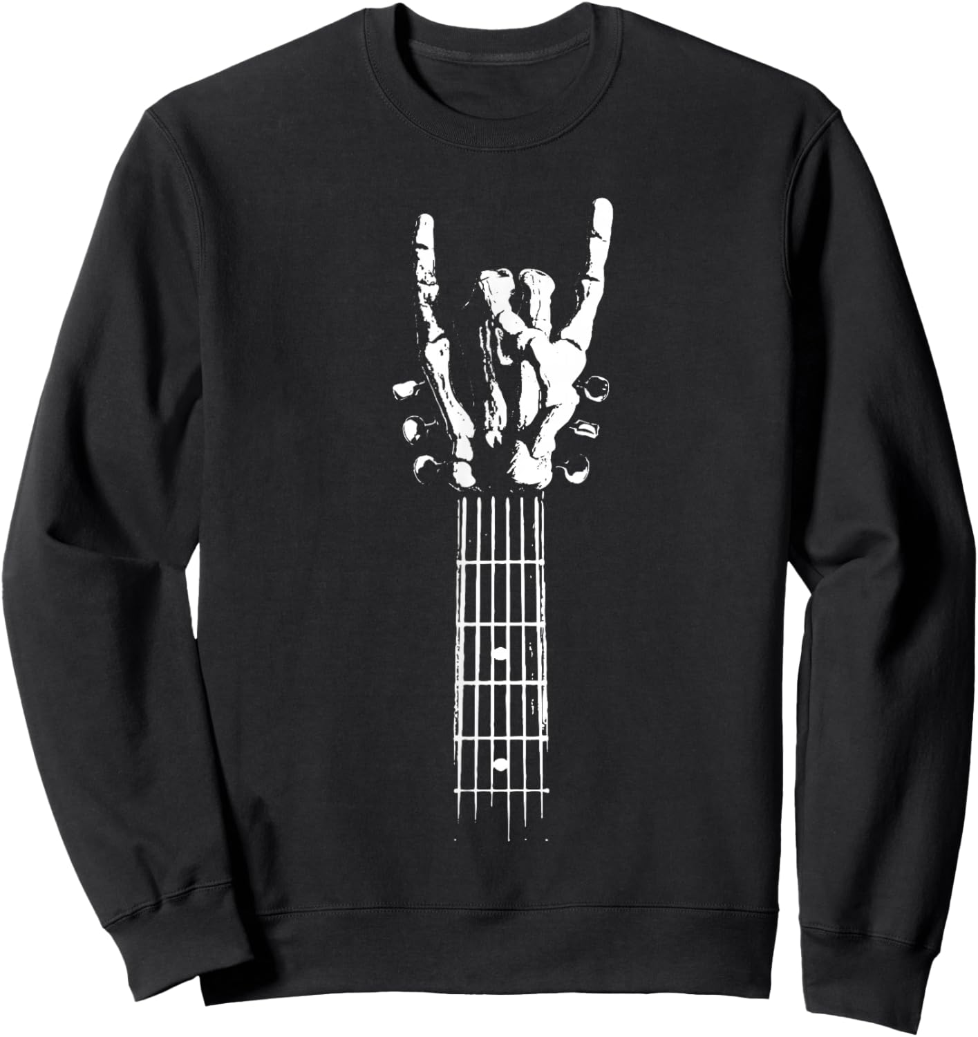 Rock and Roll Guitar Bone Skeleton sign Vintage ROCK Music Sweatshirt - Sweatshirt | Black