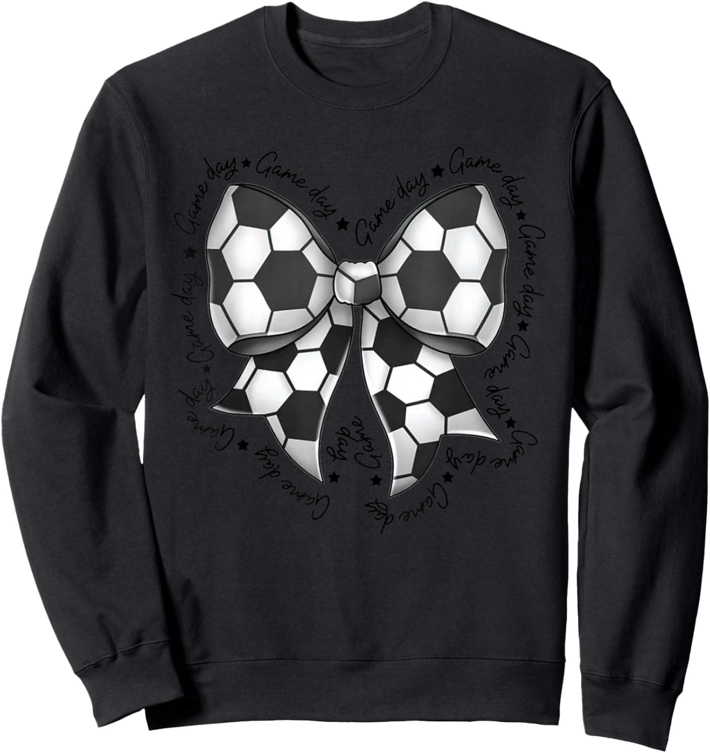 Cute Coquette Bow Funny Game Day Soccer Mom Life Team Sports Sweatshirt - Sweatshirt | Black