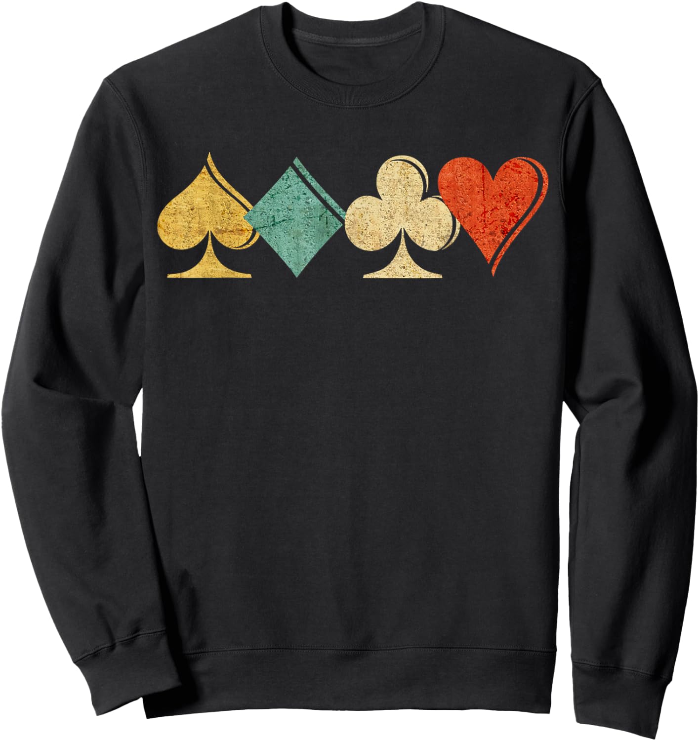 Playing Cards Spade, Heart, Diamond, Club,Casino Gift Sweatshirt - Sweatshirt | Black