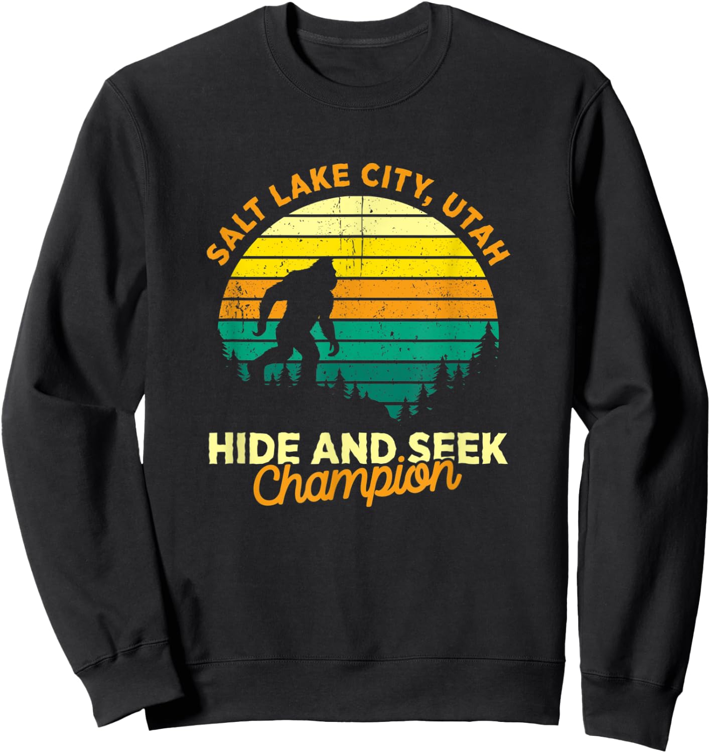 Retro Salt Lake City, Utah Big foot Souvenir Sweatshirt - Sweatshirt | Black