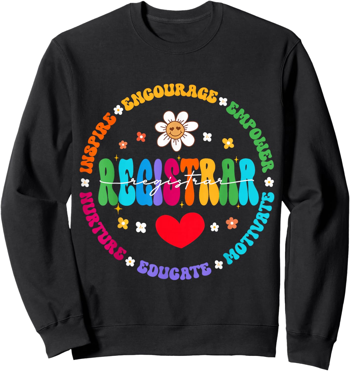 Groovy School Registrar Back to School Appreciation Squad Sweatshirt - Sweatshirt | Black