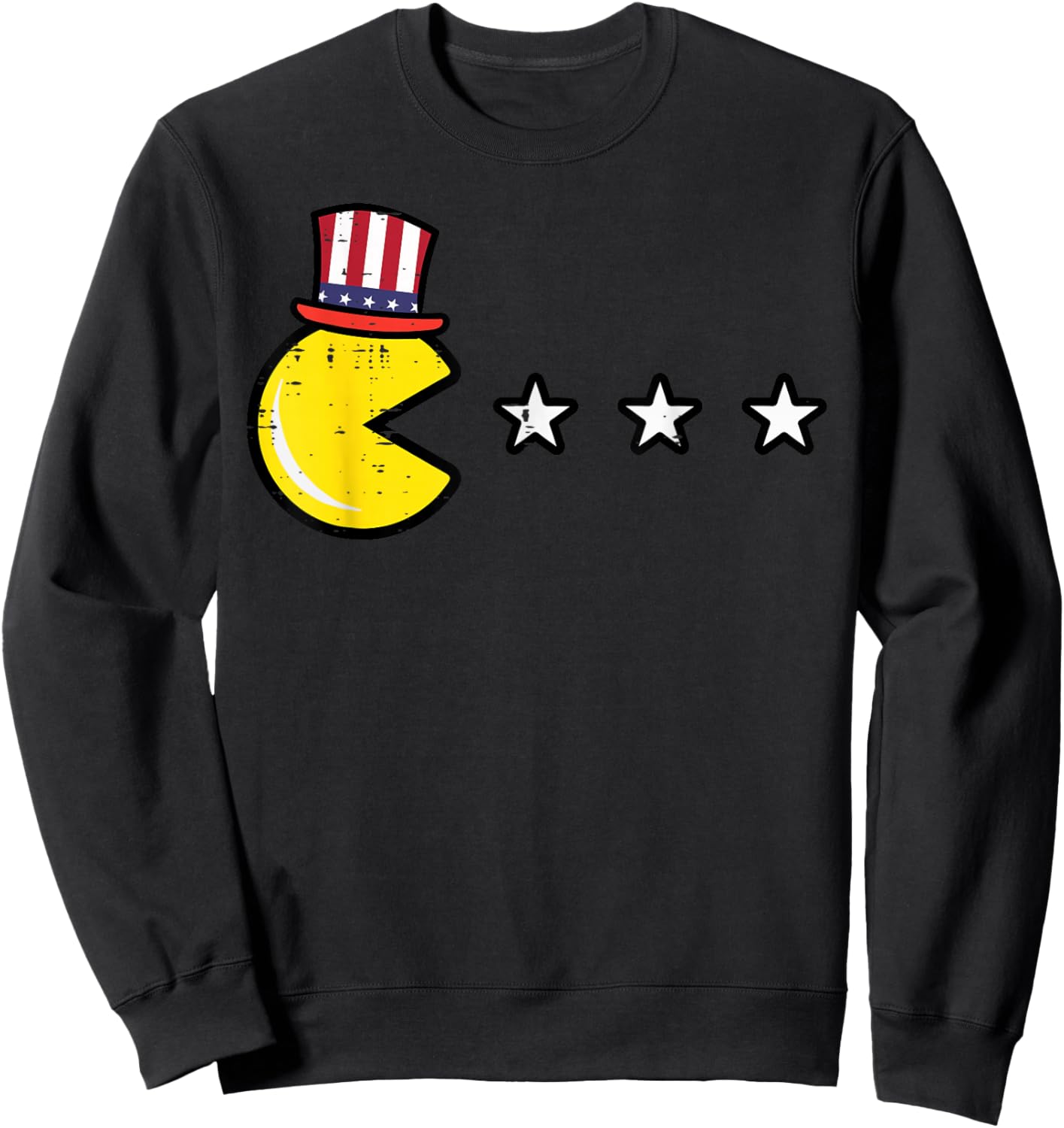 4th July Video Game Eating Stars Retro Gamer Boys Kids Men Sweatshirt - Sweatshirt | Black