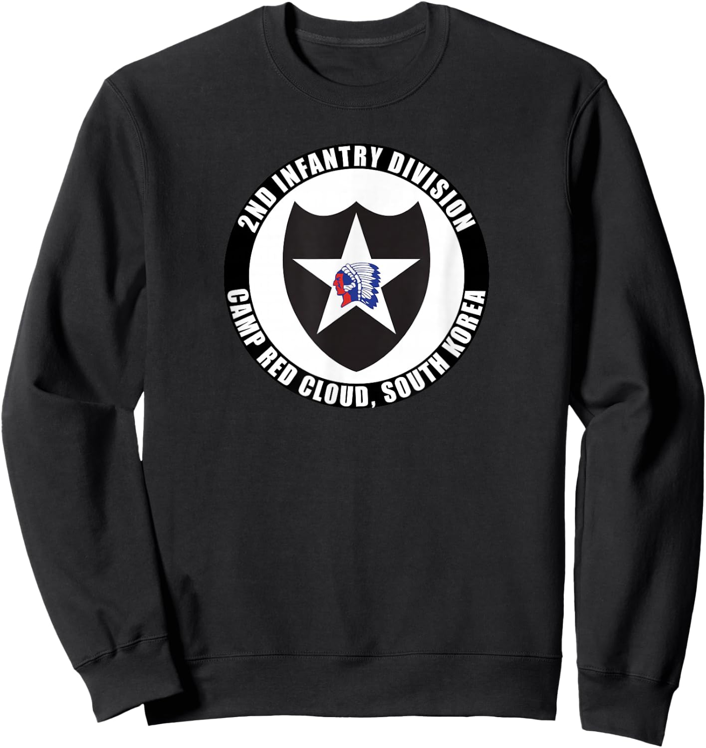 2nd Infantry Division Camp Red Cloud Korea Emblem Veteran Sweatshirt - Sweatshirt | Black