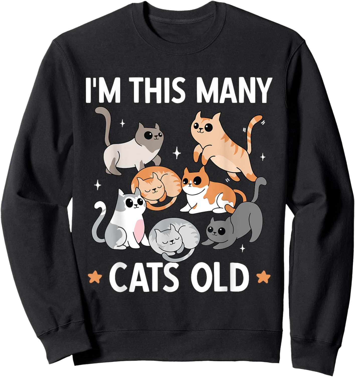 I'm This Many Cats Old 7th Birthday Party Kitten Cat Sweatshirt - Sweatshirt | Black