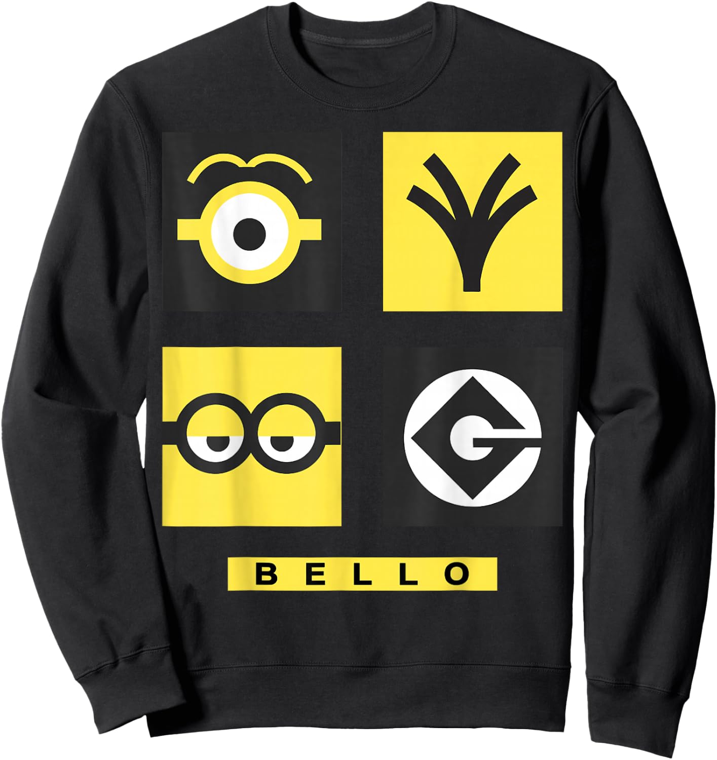 Despicable Me Minions Bello Symbol Box Grid Sweatshirt - Sweatshirt | Black