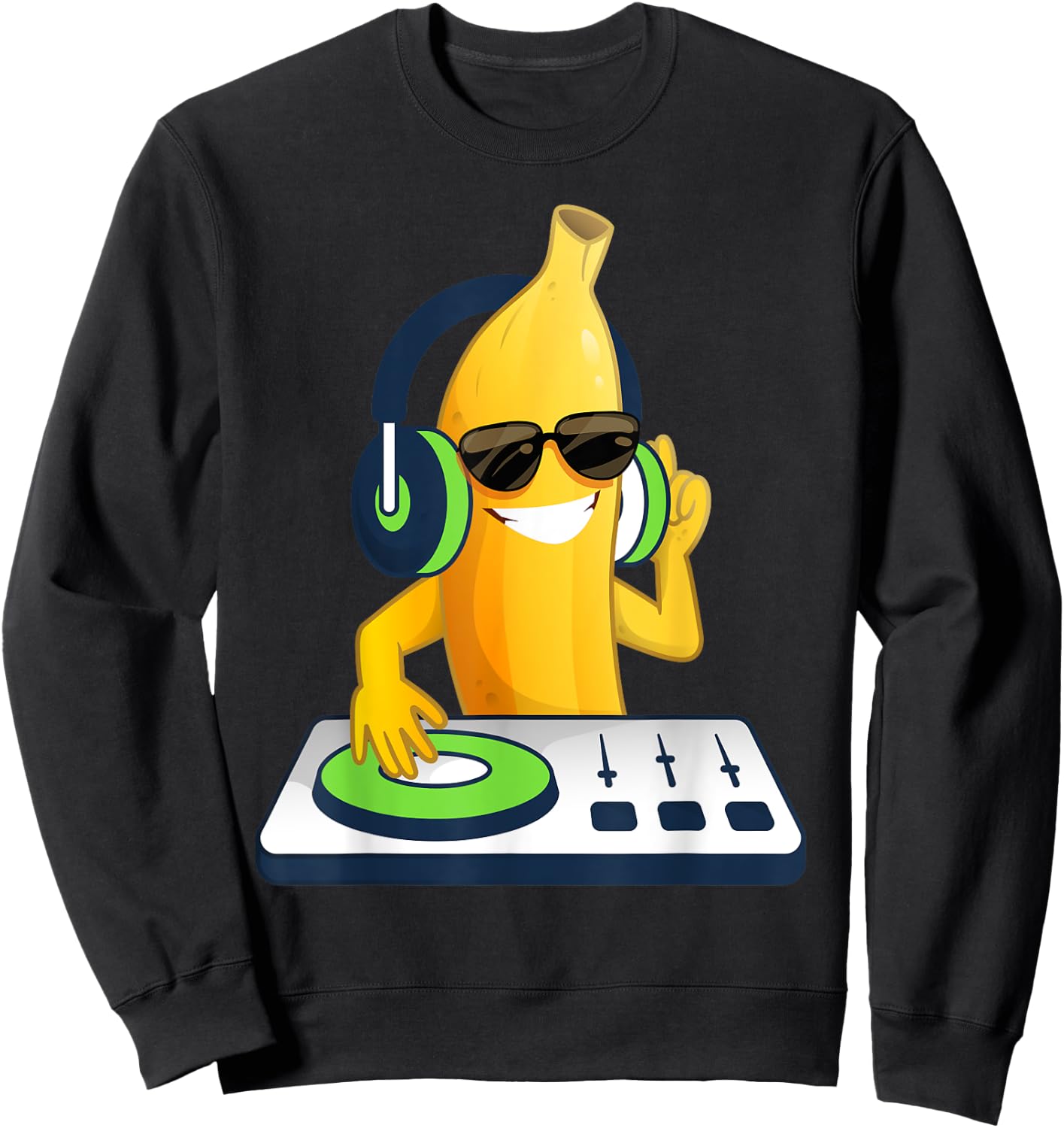 Funny Cool DJ Banana Sunglusses Costume Banana Lovers Fun Sweatshirt - Sweatshirt | Black