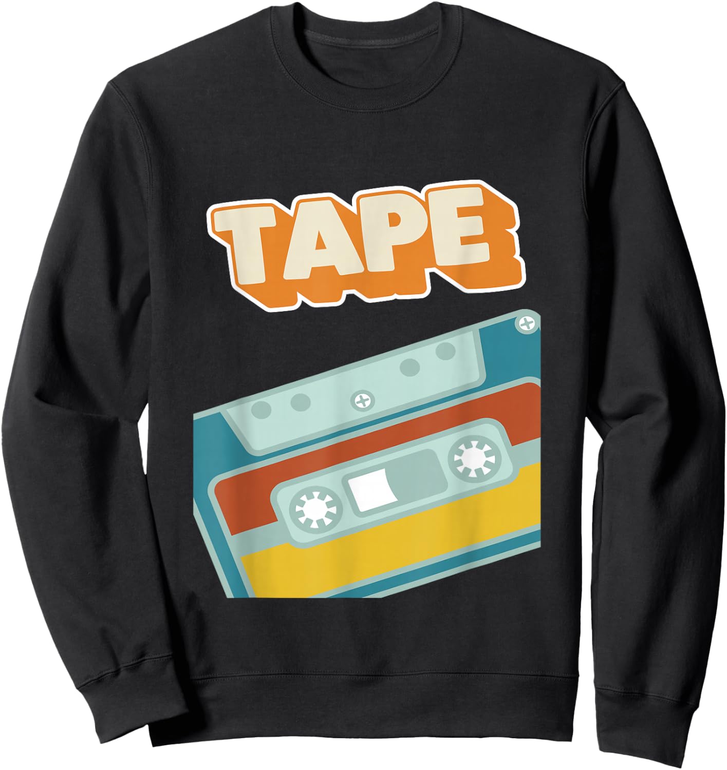 Retro Style 90s Music Tape Cassette with Graffiti Wall Art Sweatshirt - Sweatshirt | Black