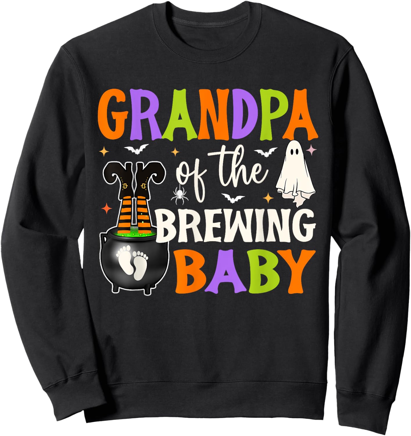Grandpa of Brewing Baby Halloween Theme Baby Shower Spooky Sweatshirt - Sweatshirt | Black