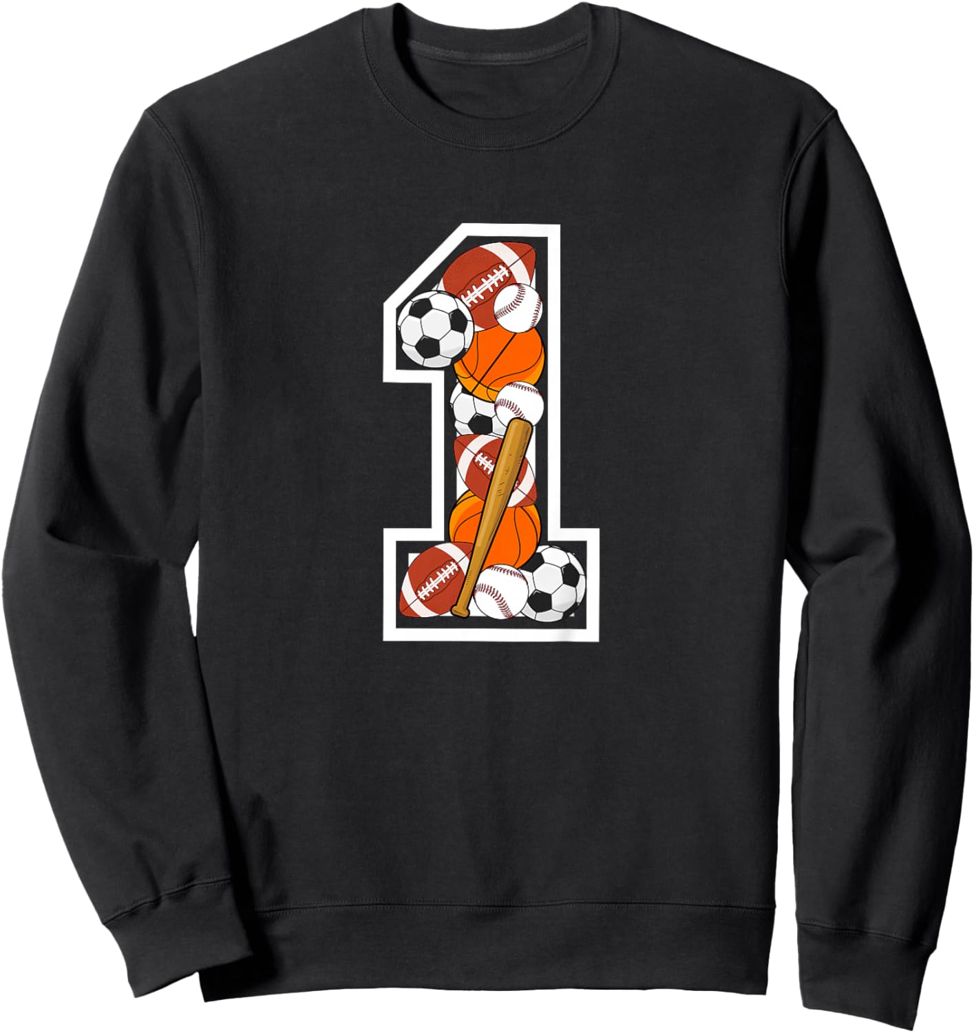 Kids 1st Birthday Sports Birthday Party 1 Year Old Boy Sweatshirt - Sweatshirt | Black