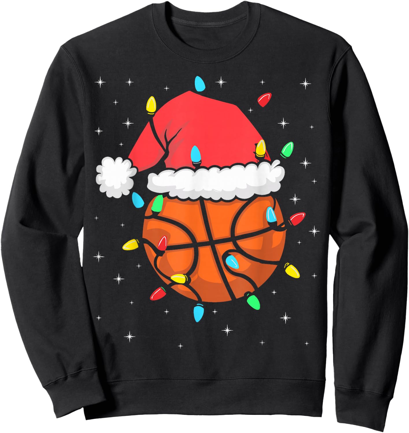 Funny Basketball Player Xmas Santa Hat Basketball Christmas Sweatshirt - Sweatshirt | Black