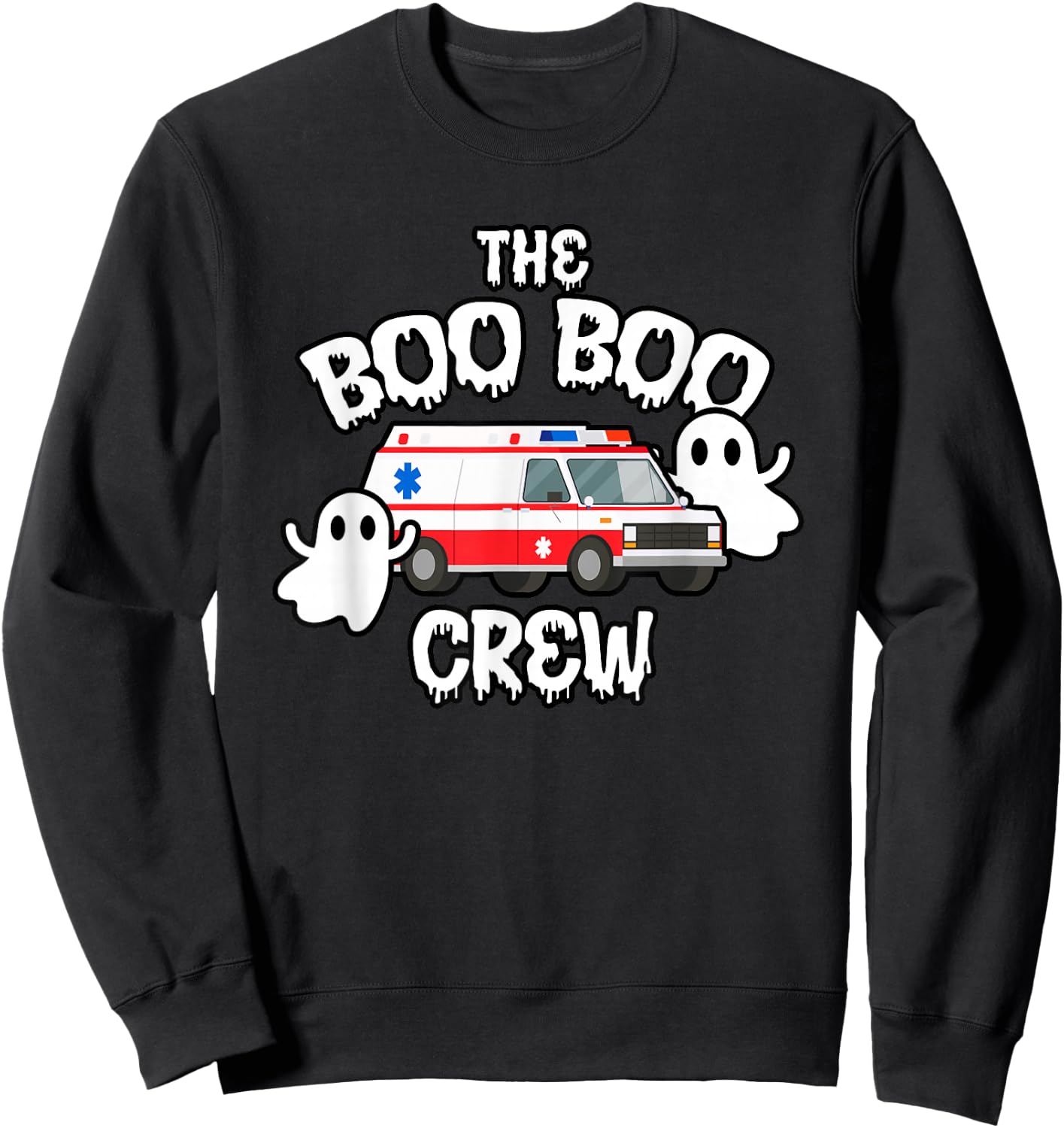 EMT Paramedic EMS Boo Boo Crew Ambulance Ghost Halloween Sweatshirt - Sweatshirt | Black