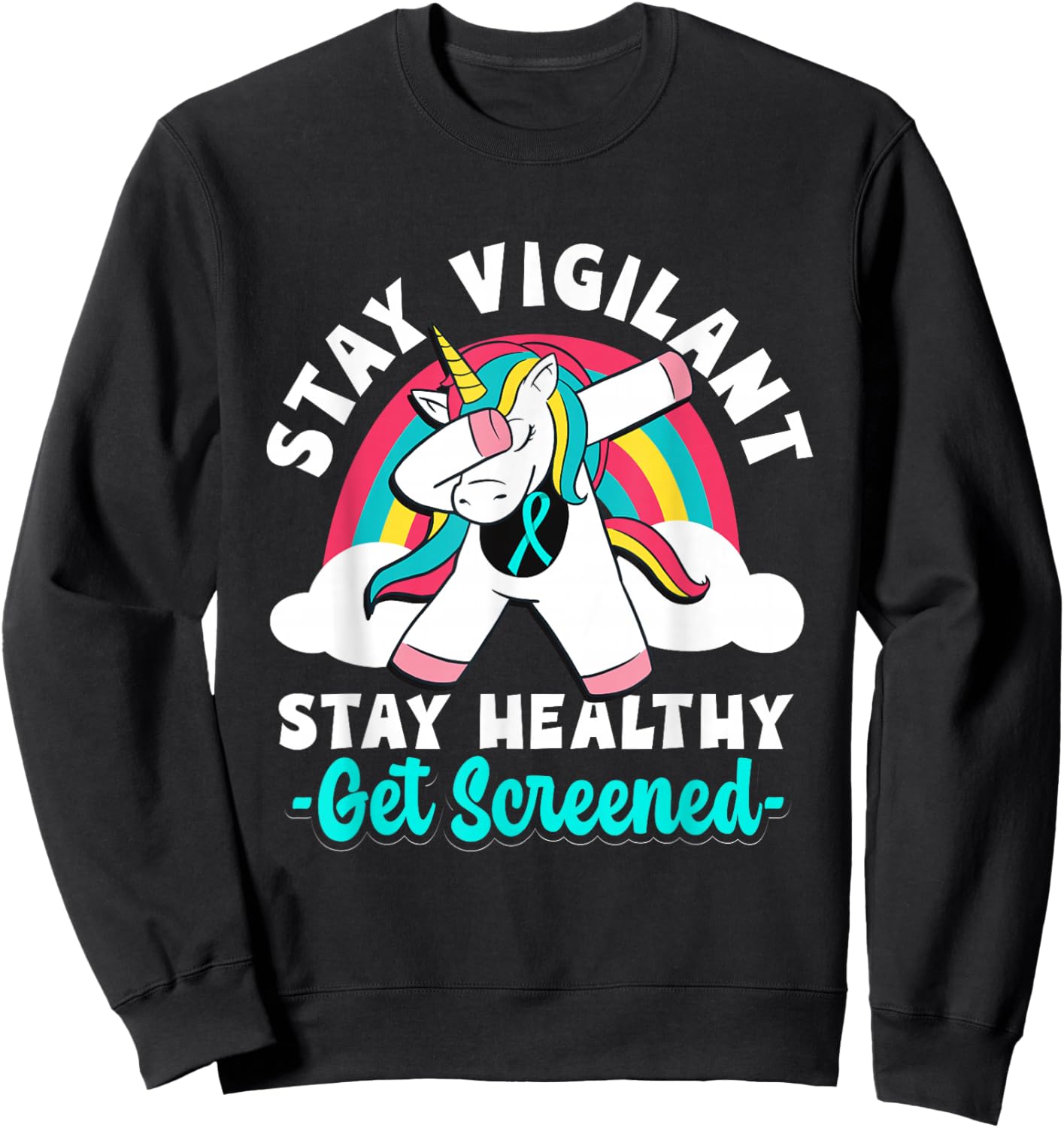 Teal Ribbon Cervical Cancer Awareness Month Survivor Sweatshirt - Sweatshirt | Black