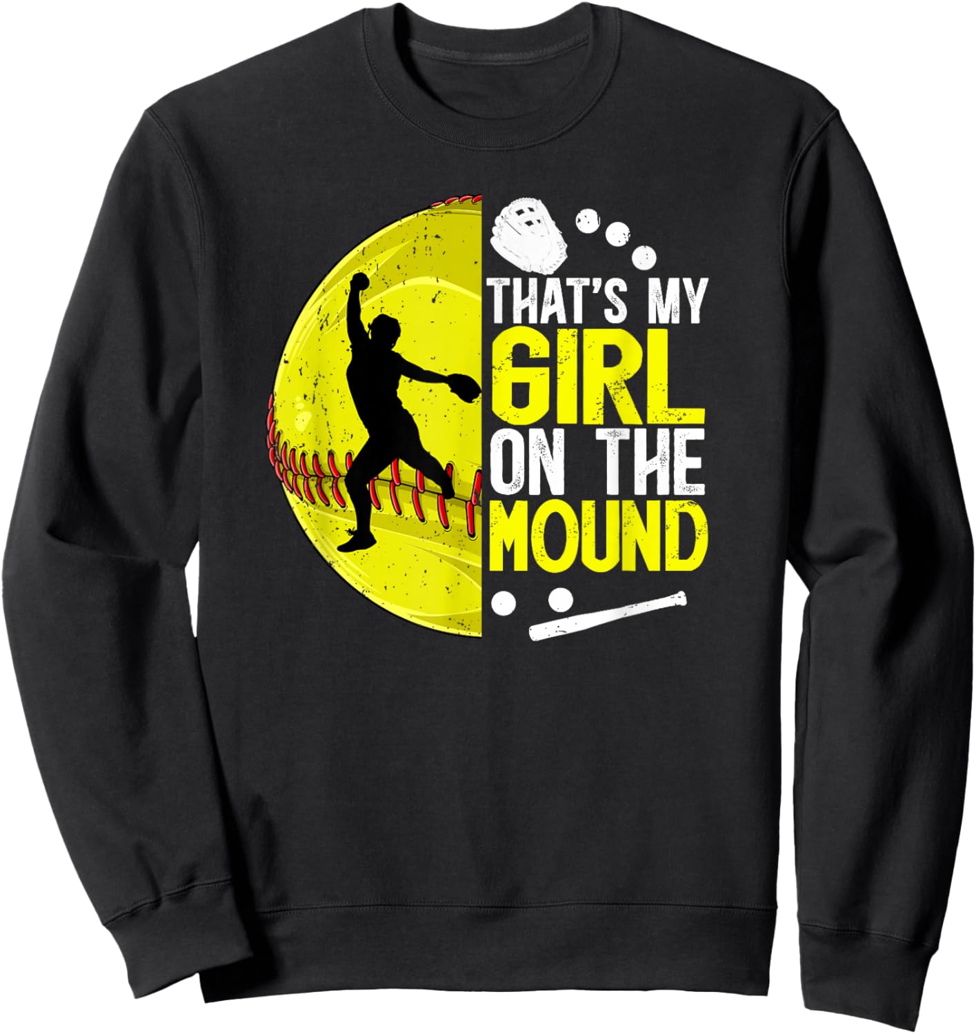 That's My Girl Softball Pitcher Mom Softball Pitcher Mama Sweatshirt - Sweatshirt | Black