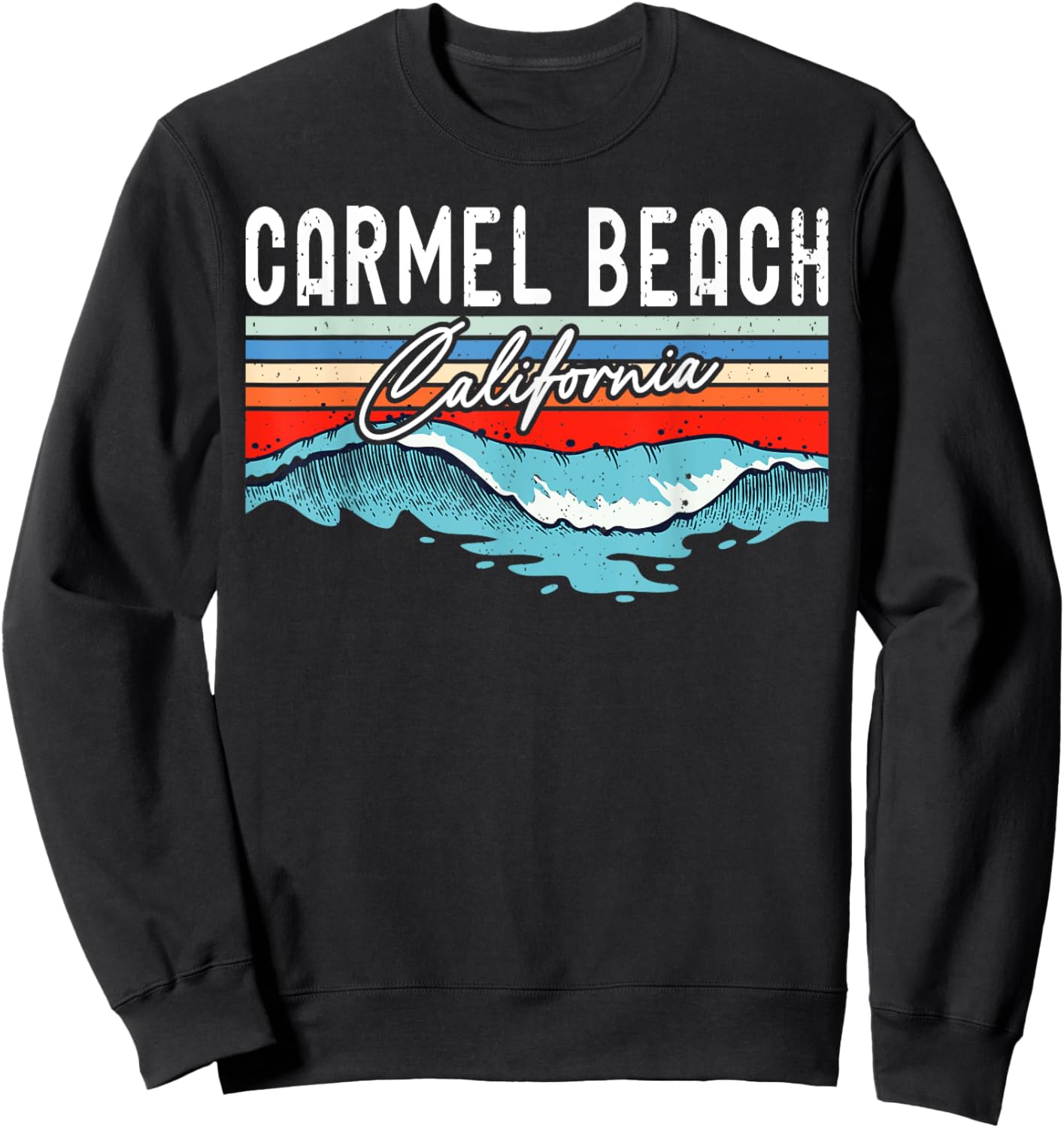 Retro Carmel Beach California Surfer Surfboarder Men Women Kids Sweatshirt - Sweatshirt | Black