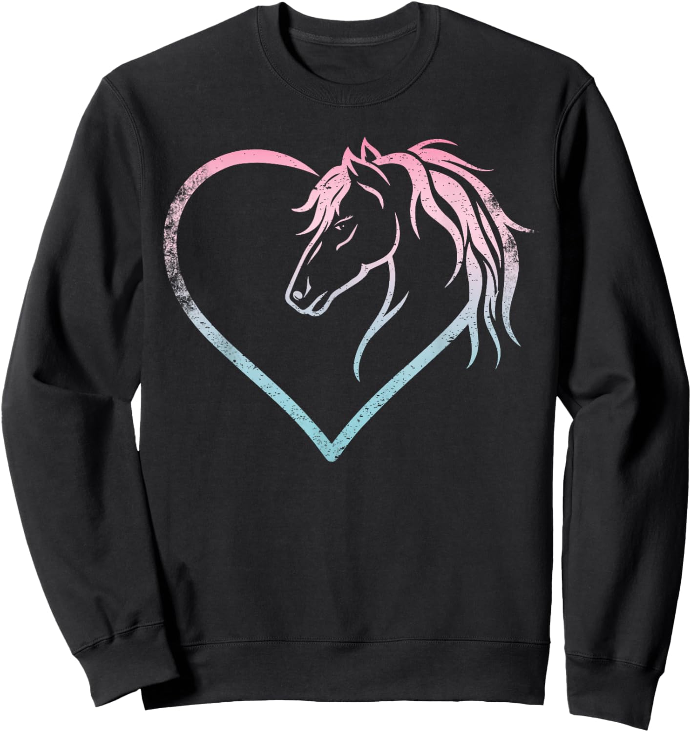 Heart With Horse Head For Horseback Riding Horse Sweatshirt - Sweatshirt | Black