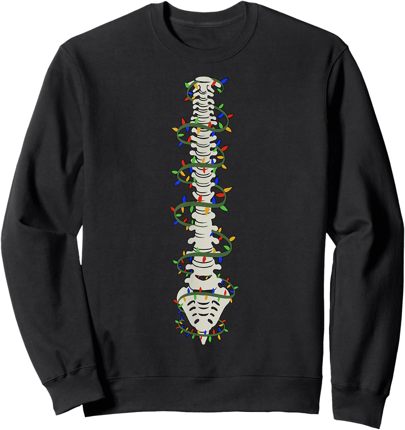 Chiropractic Spine Christmas Light Chiropractor Anatomy Bone Sweatshirt - Sweatshirt | Black