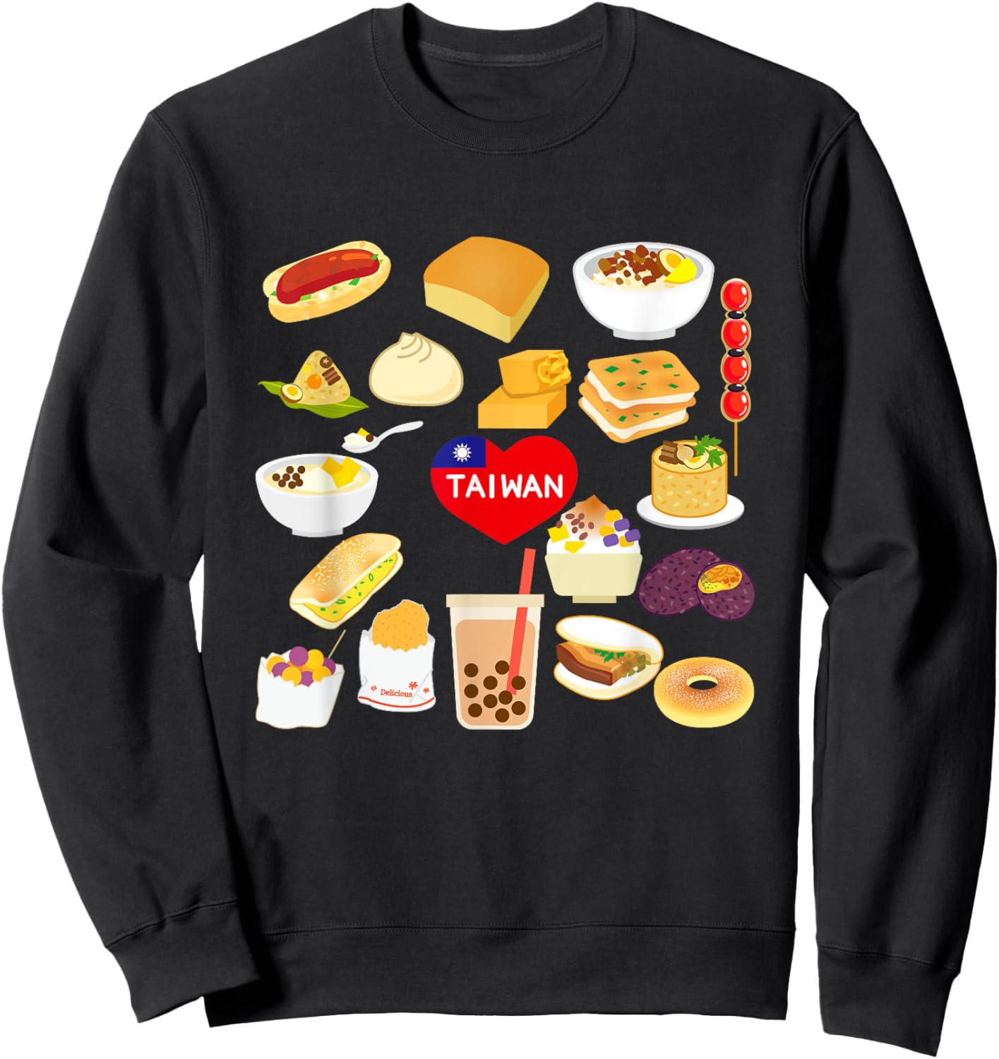 Taiwan Flavor Gourmet Flag Local Cuisine Sweatshirt - Sweatshirt | Black