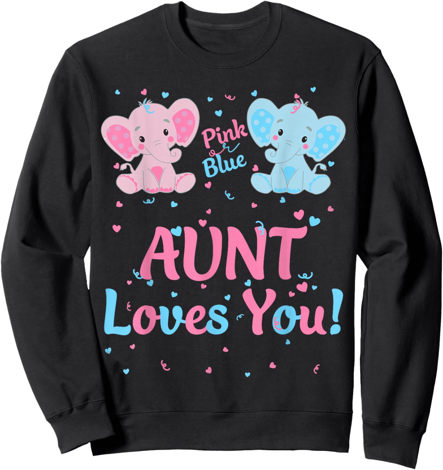 Aunt Gender Reveal Elephant Pink Blue Matching Family Auntie Sweatshirt - Sweatshirt | Black