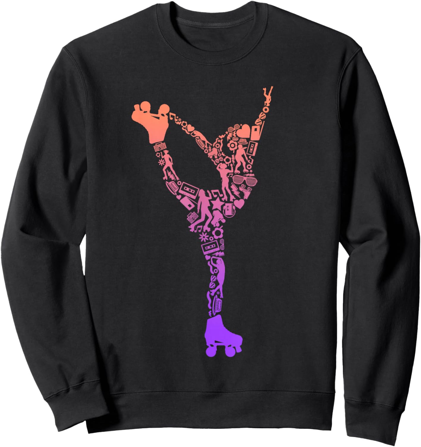 Roller Skates Roller Skates Symbols Girls Roller Skates Sweatshirt - Sweatshirt | Black