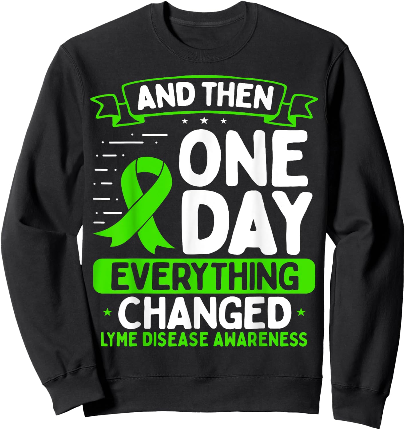 Lyme Disease Awareness Movement Warrior Survivor Ribbon Sweatshirt - Sweatshirt | Black