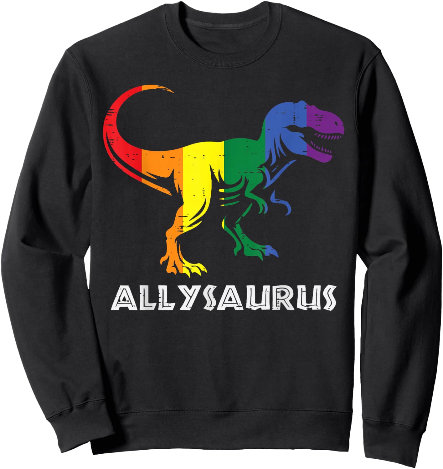 Gay Pride Month Allysaurus Trex Dino LGBTQ Ally Boys Kids Sweatshirt - Sweatshirt | Black