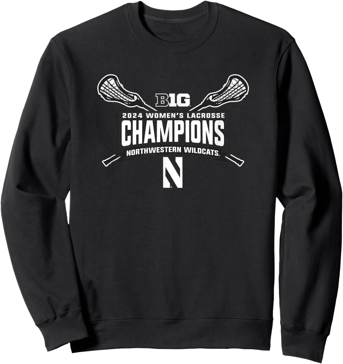 Northwestern Wildcats Big Ten Champs 2024 Women's Lacrosse Sweatshirt - Sweatshirt | Black
