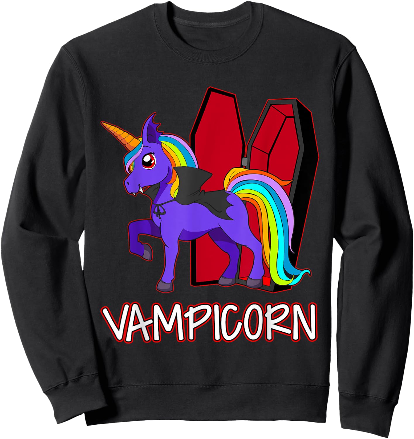 Unicorn Vampire Vampicorn Cute Women Halloween Party Sweatshirt - Sweatshirt | Black