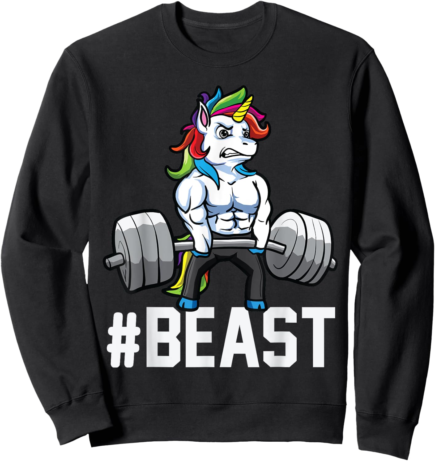 Unicorn Deadlift Beast Weightlifting Graphic Getting Strong Sweatshirt - Sweatshirt | Black
