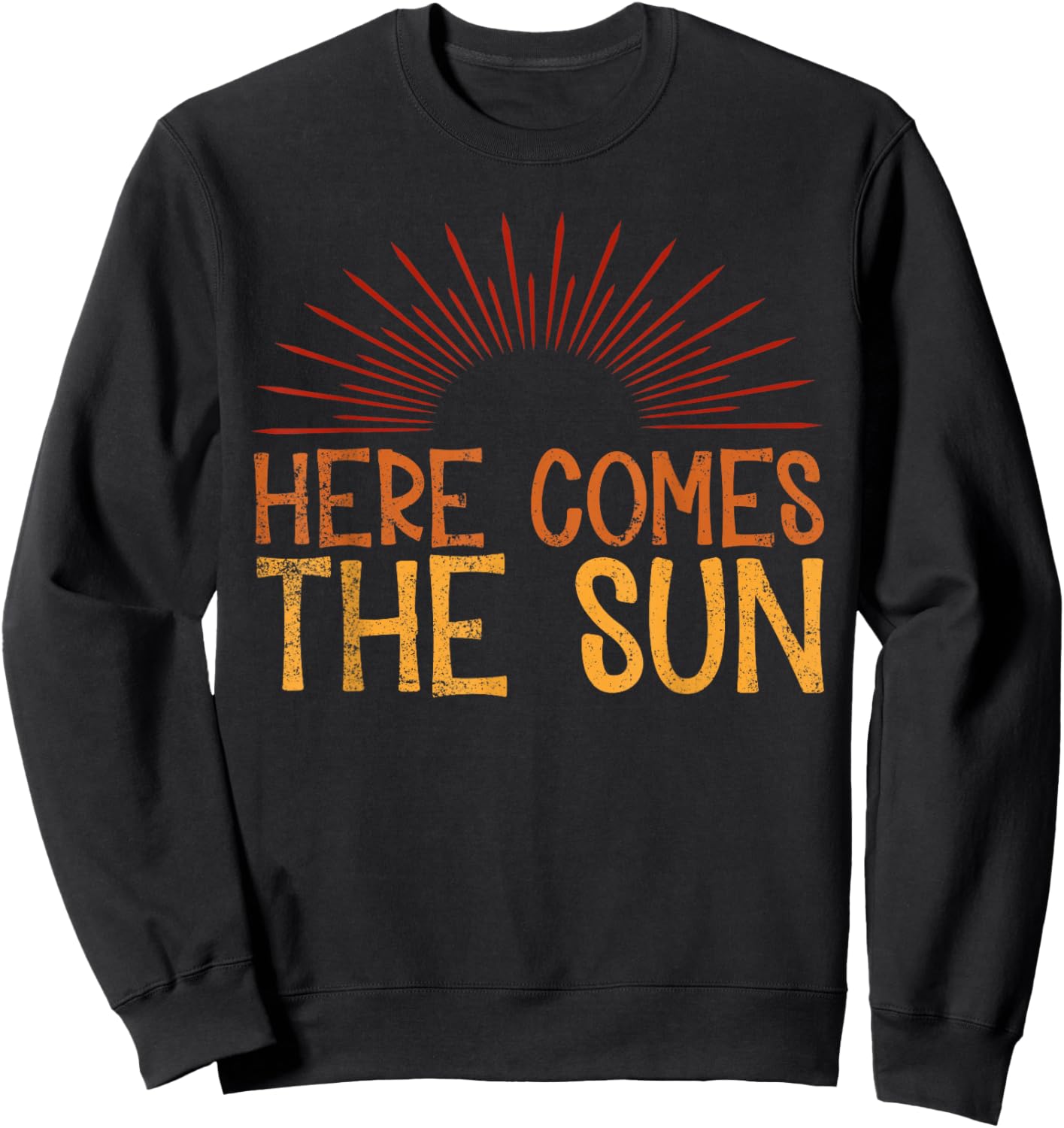 Here Comes The Sun Vintage Retro Beach Summer Vacation Sweatshirt - Sweatshirt | Black