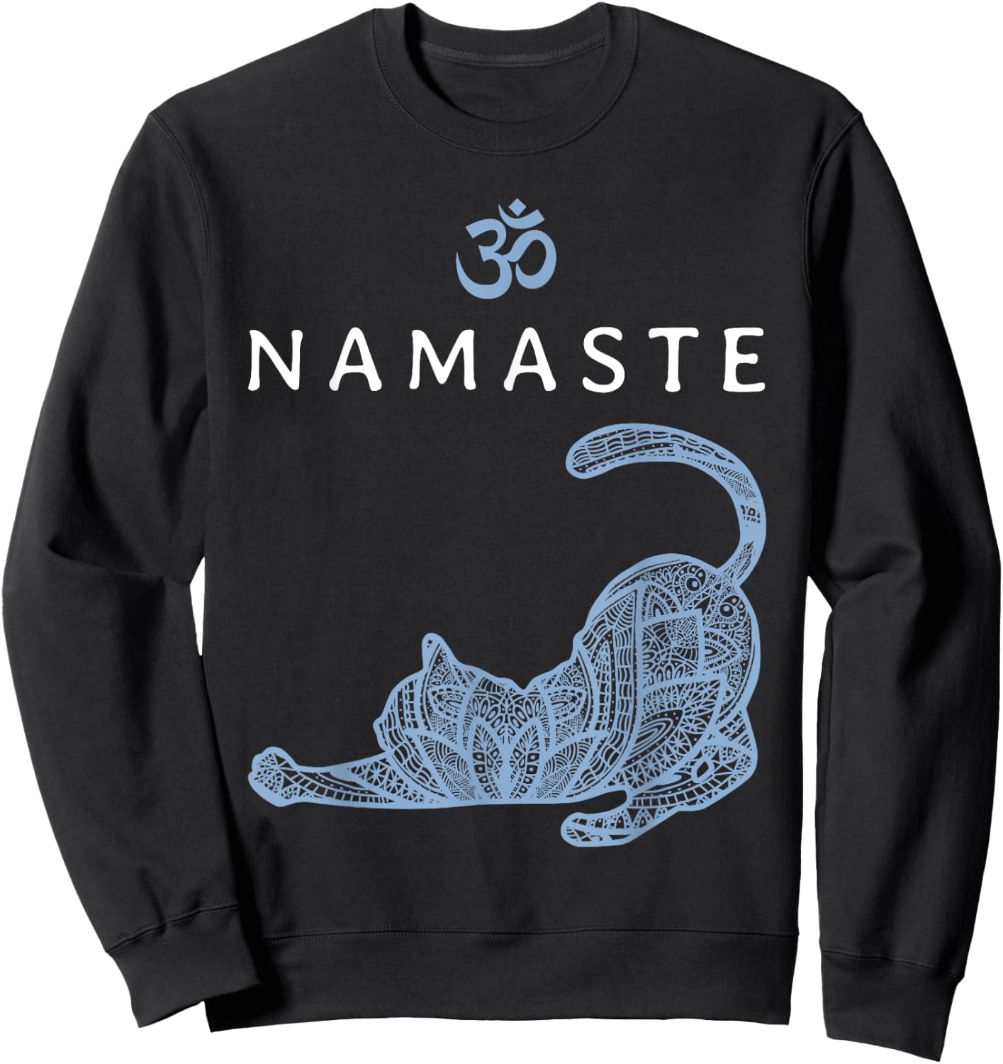 Namaste Cat In Yoga Pose Om Symbol Yoga Gift Sweatshirt - Sweatshirt | Black