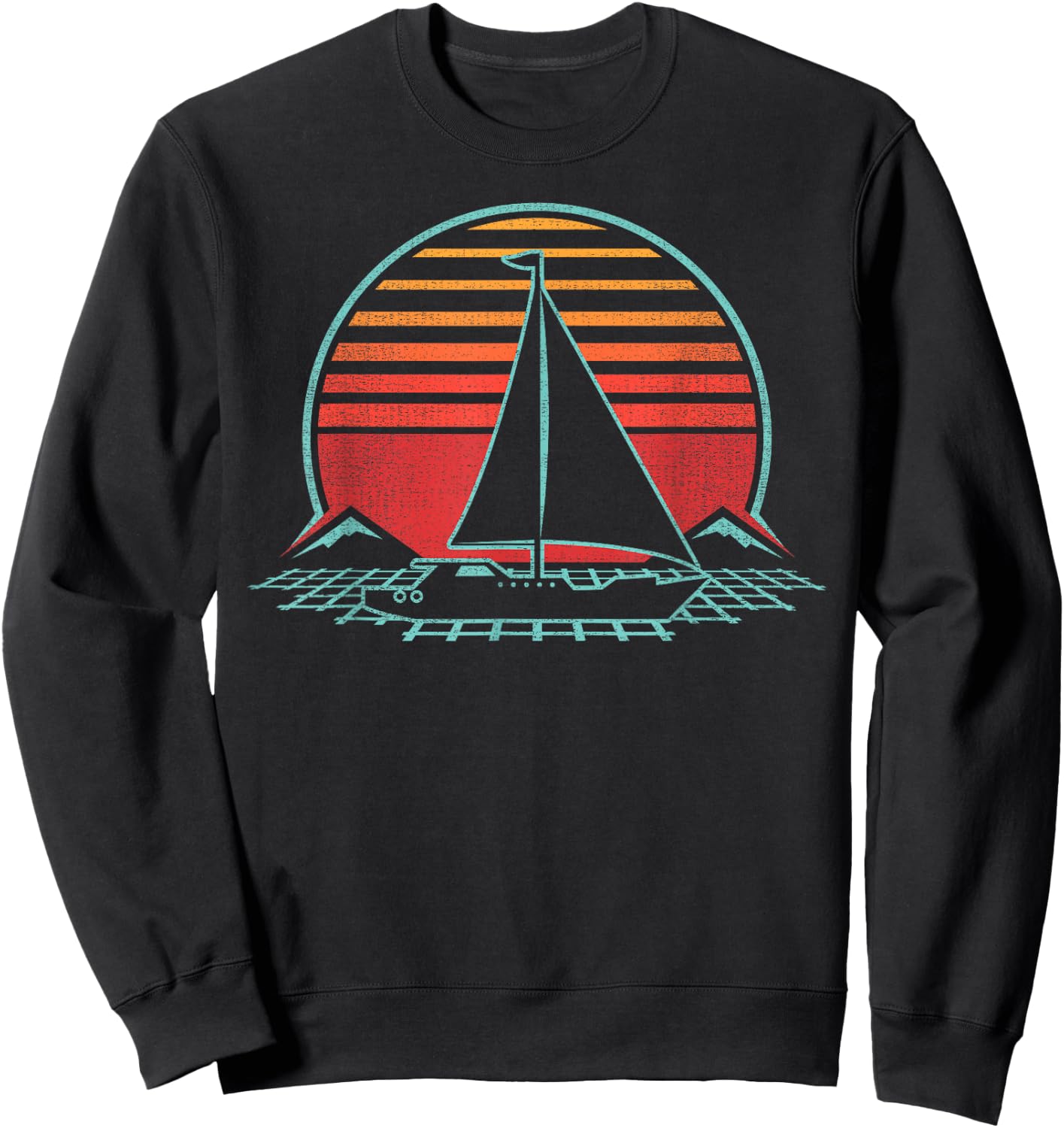 Sailing Retro Vintage Sailor 80s Style Sailboat Gift Sweatshirt - Sweatshirt | Black
