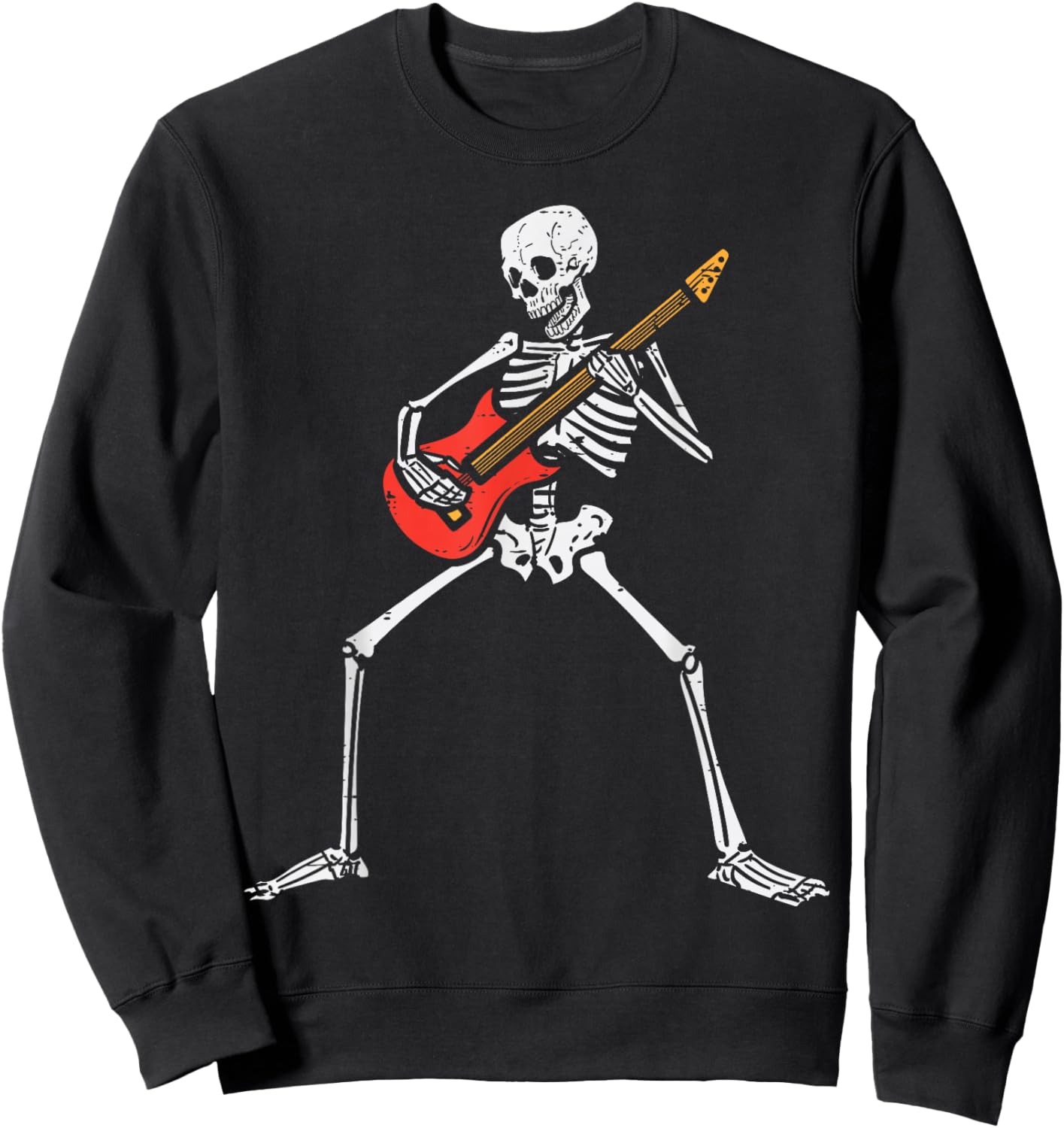Halloween Skeleton Rocker Guitar Punk Rock Costume Men Women Sweatshirt - Sweatshirt | Black
