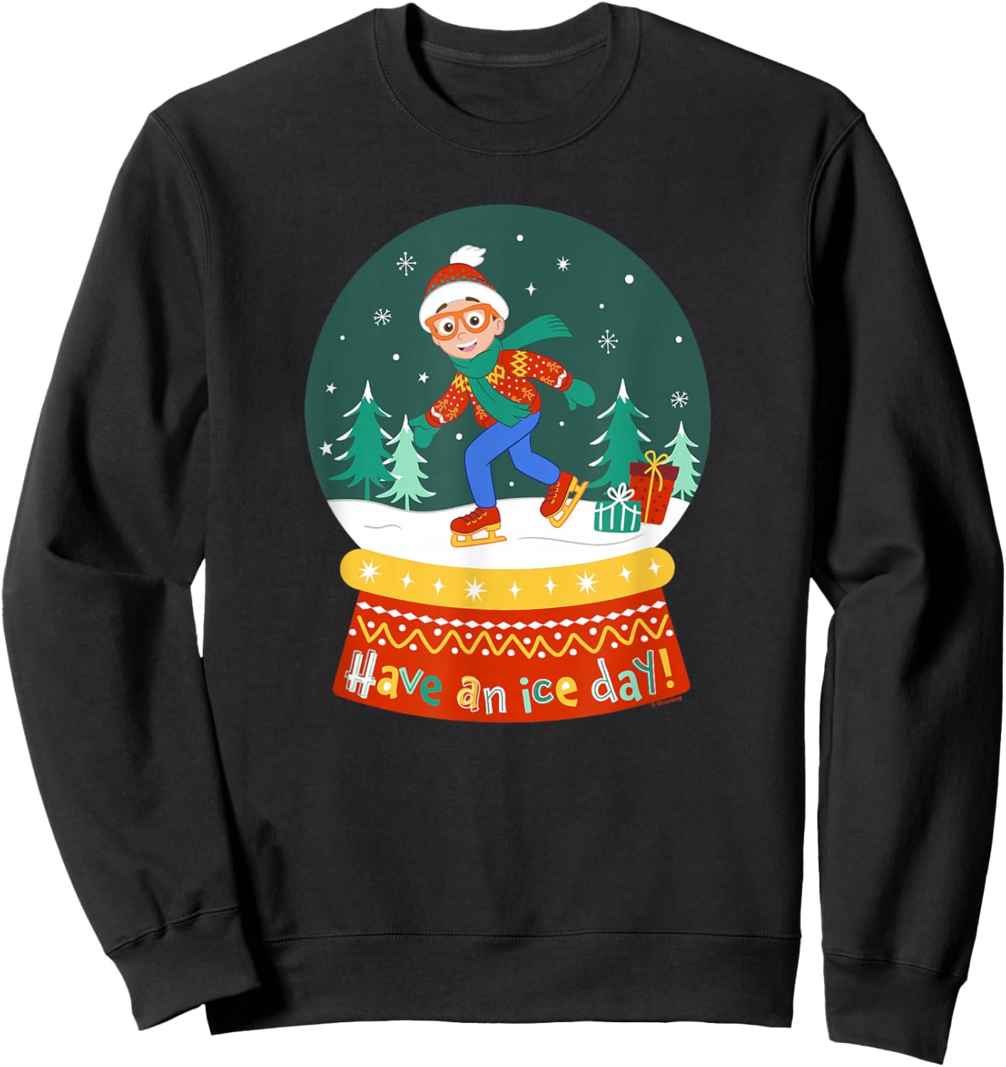 Blippi Christmas Skating Snow Globe Sweatshirt - Sweatshirt | Black