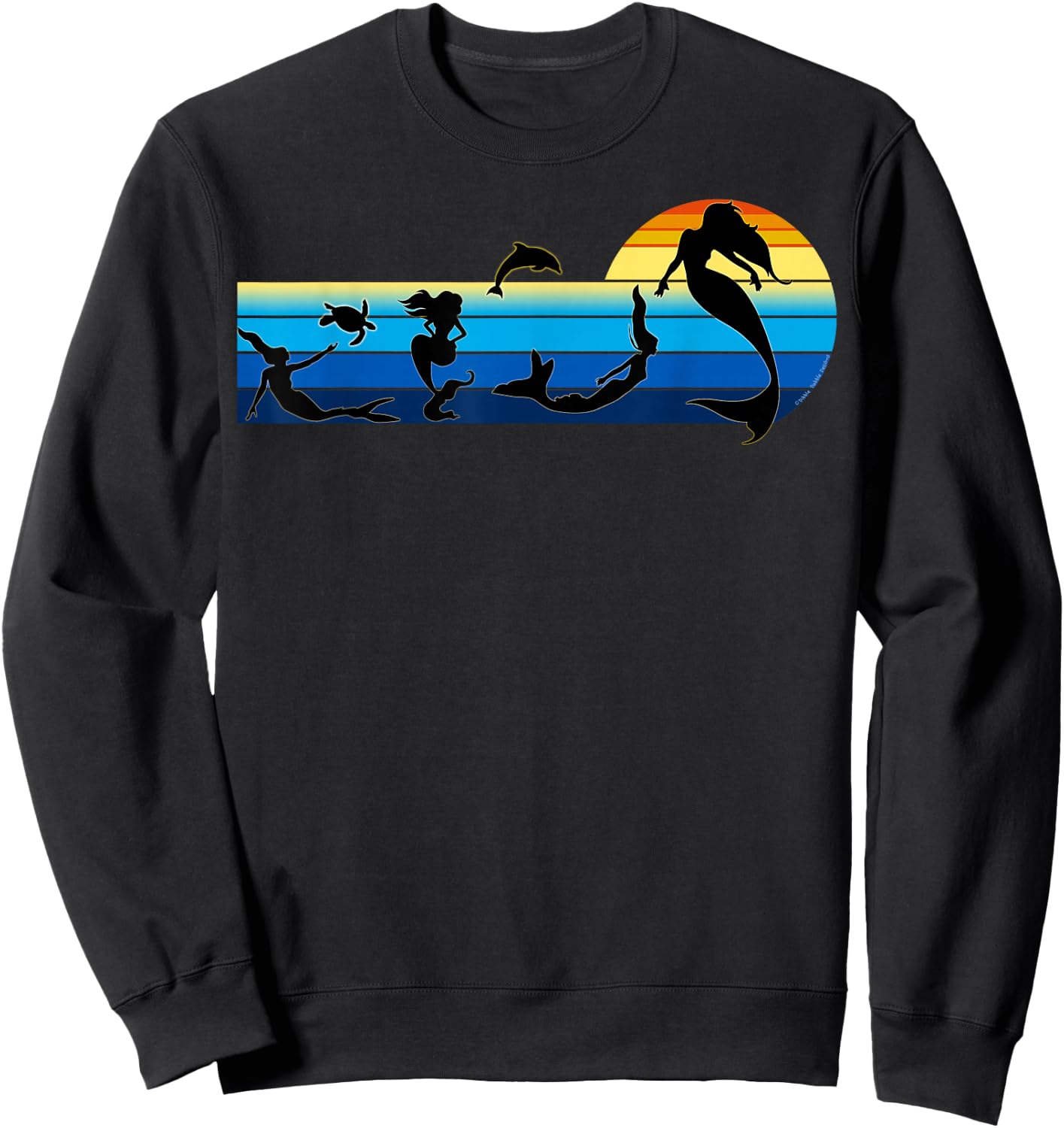 Nautical Swimming Mermaids in the Sea - Mermaids Sweatshirt - Sweatshirt | Black