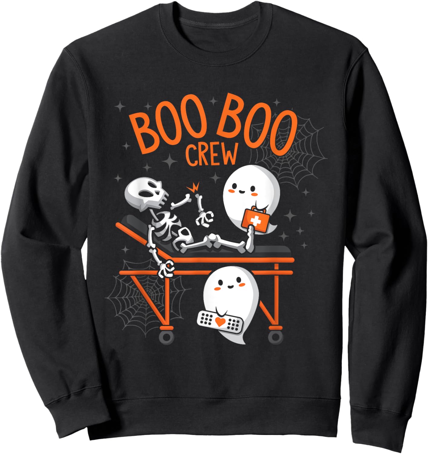 Boo Boo Crew Ghost Doctor Paramedic EMT Nurse Halloween Sweatshirt - Sweatshirt | Black
