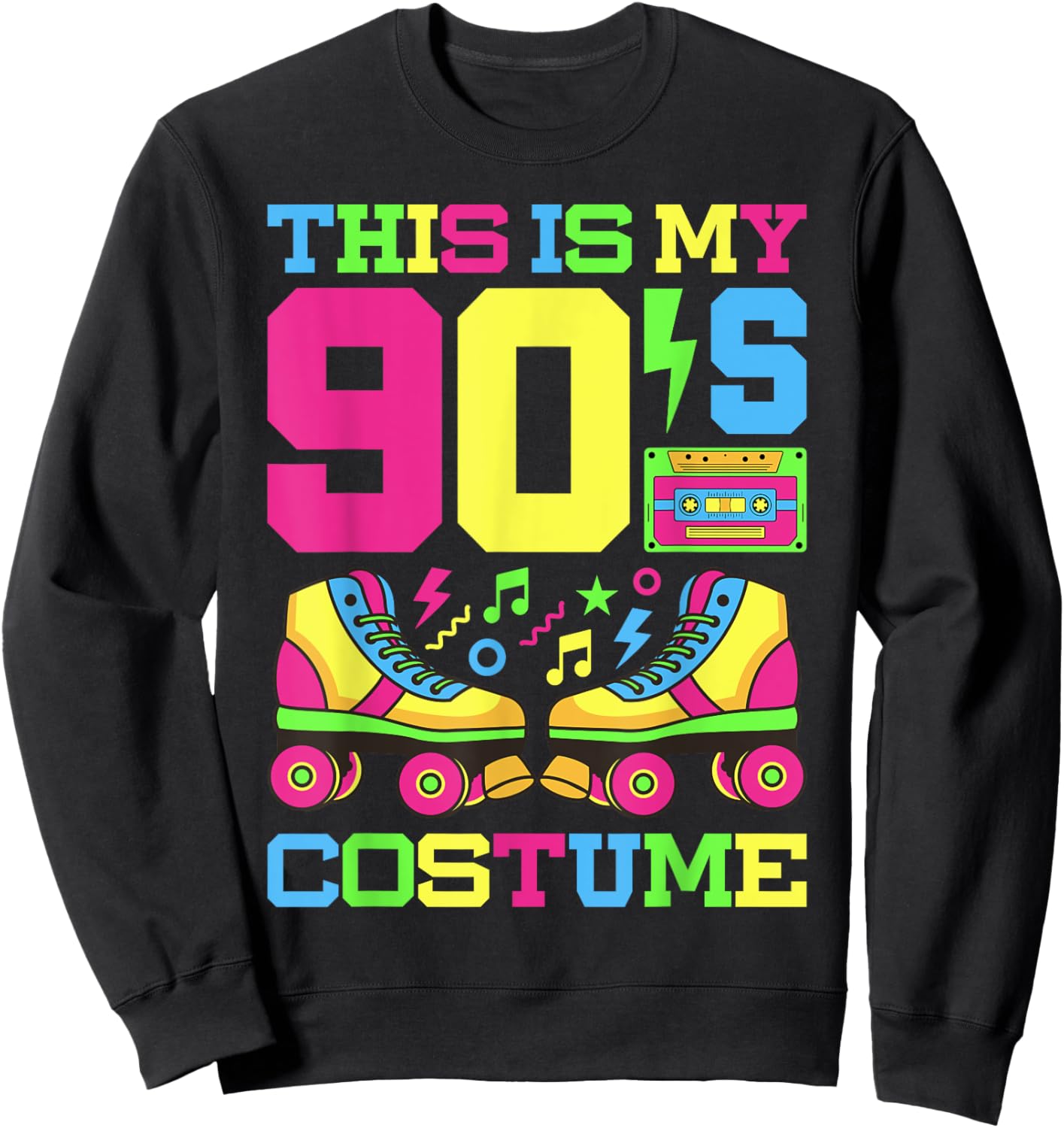 90s Costume 1990s Theme Party Nineties Styles Fashion Outfit Sweatshirt - Sweatshirt | Black