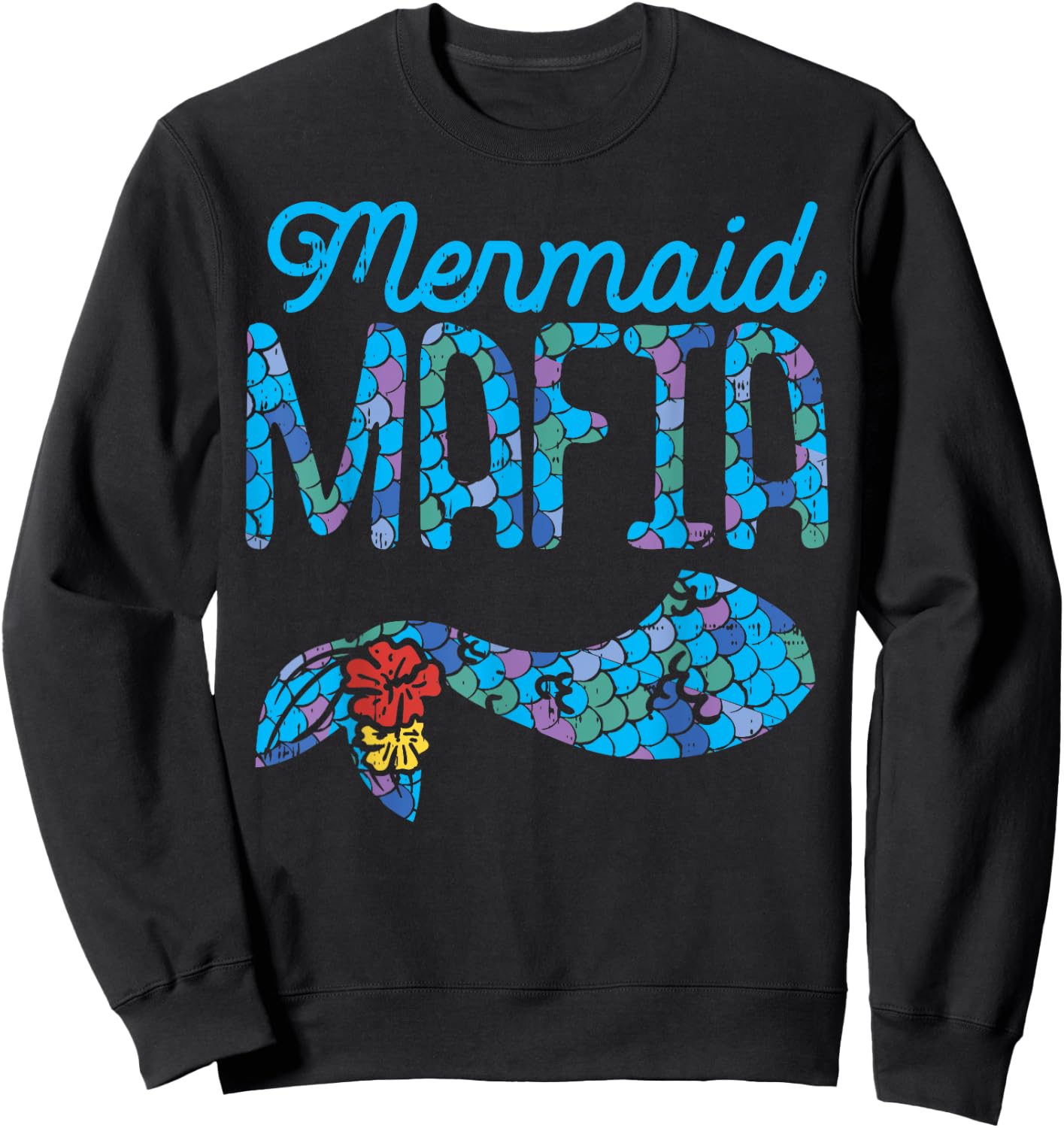 Mermaid Mafia Cute Tail Security Family Matching Party Gift Sweatshirt - Sweatshirt | Black
