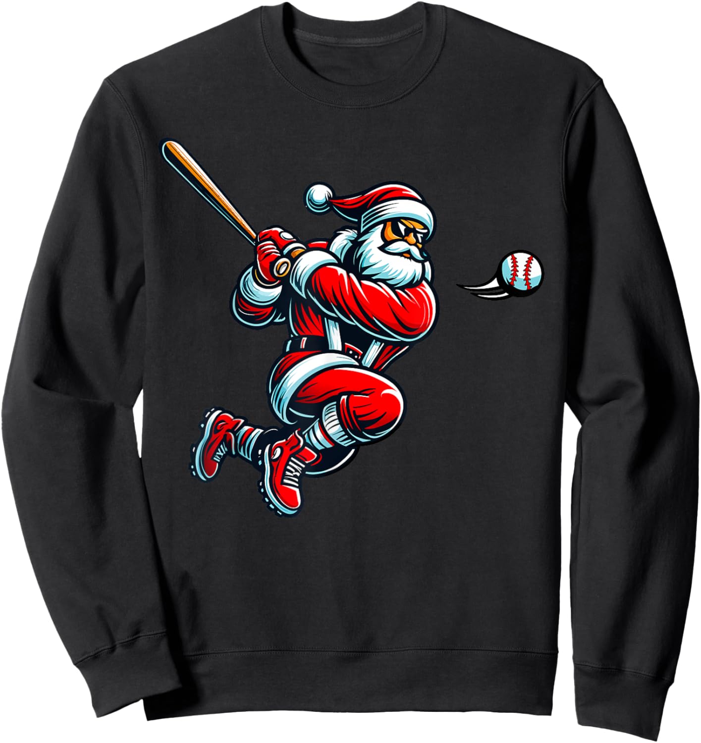 Santa Baseball Player Xmas Men Kids Boys Christmas Sports Sweatshirt - Sweatshirt | Black