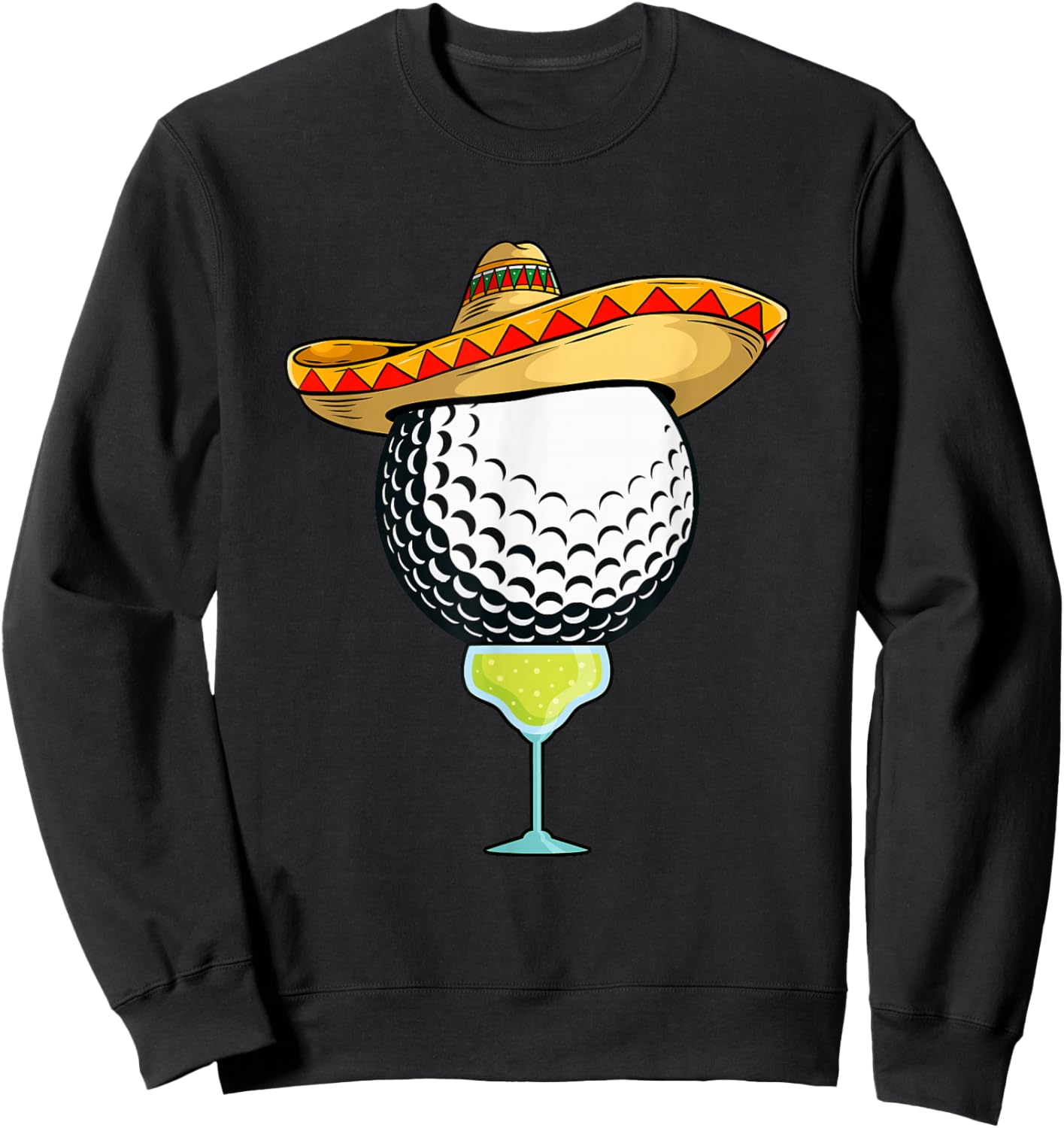 Cinco de Mayo Golf Ball With Sombrero and Margarita Golfer Sweatshirt - Sweatshirt | Black