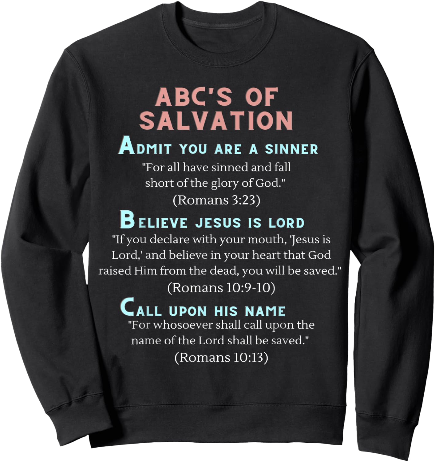 Clove & Lime Designs ABC's of Salvation ,.Blue,Small Sweatshirt - Sweatshirt | Black