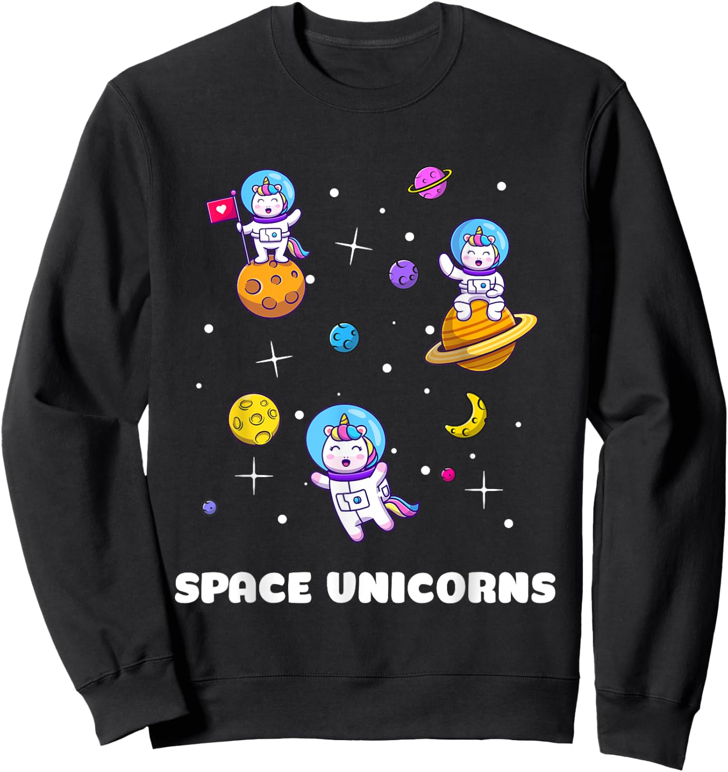 Space Unicorns Astronaut Funny Astronomy Lovers Sweatshirt - Sweatshirt | Black